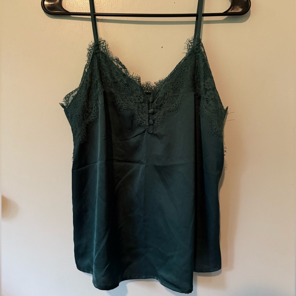 Abercrombie & Fitch Lace Trim Tank Emerald Green Small